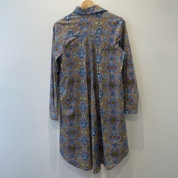 Lennard Taylor BRENDA SWING COTTON PRINT longsleeve dress shirt oversized sz XXS - Picture 7 of 12